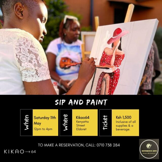 Prepare to immerse yourself in creativity while indulging in your favourite beverages because our #SipandPaint event returns on May 11th! Join us for an afternoon filled with artistic expression, laughter, and delightful sips. Don't let this vibrant experience pass you by! #Kikao64